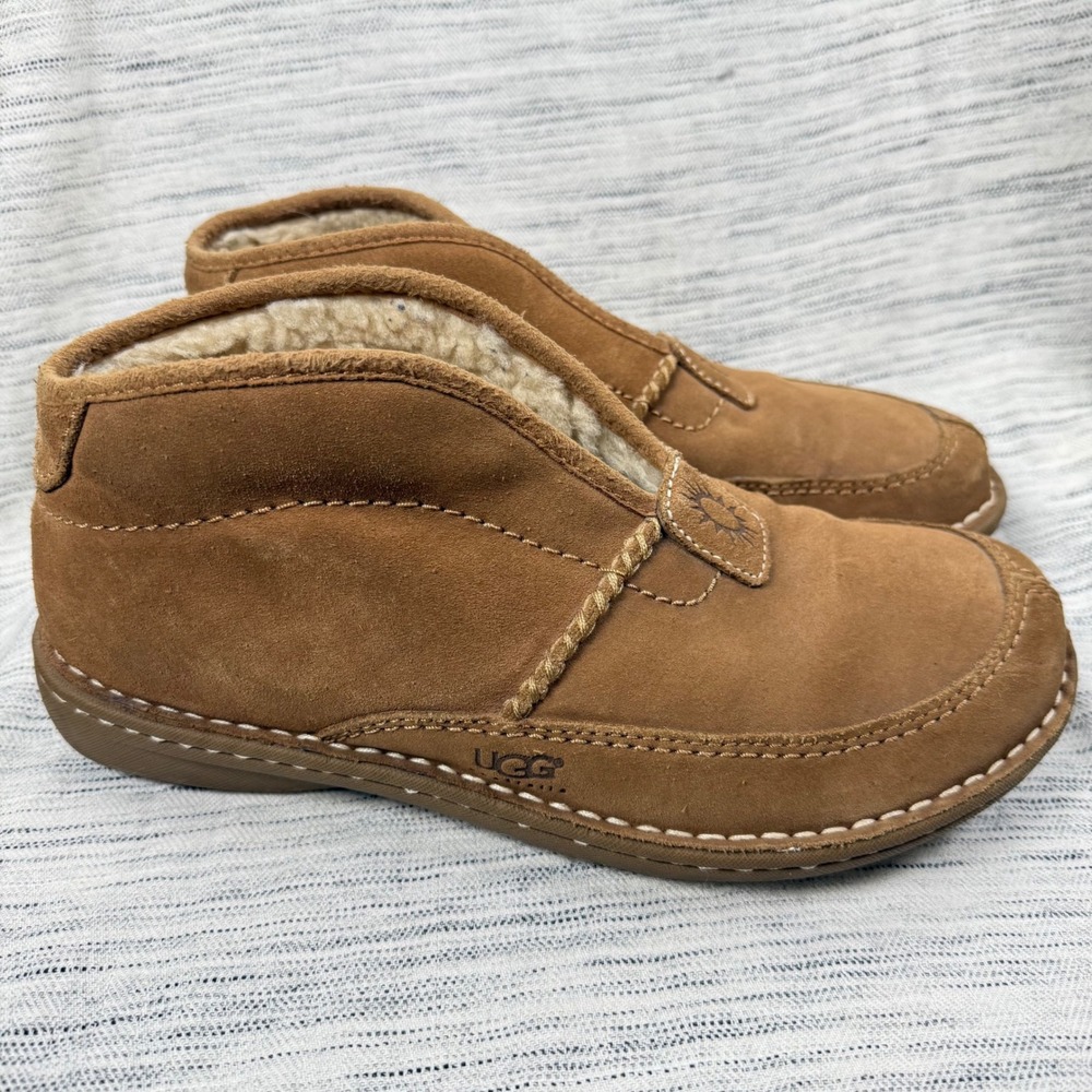 Ugg Men's Slip On Tan Suede Casual House Shoes Slippers Moccasins Size 10